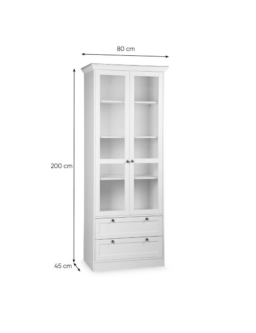 Credenza con due ante in vetro e due cassetti Landwood51 colore bianco