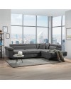 Divano con funzione letto e penisola contenitore destra Denver grigio tessuto Degas92
