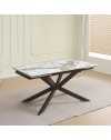 Tavolo allungabile Roxane con piano in ceramica effetto marmo arabesque bianco 160x90x76H