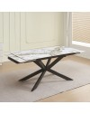Tavolo allungabile Roxane con piano in ceramica effetto marmo arabesque bianco 160x90x76H