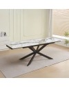 Tavolo allungabile Roxane con piano in ceramica effetto marmo arabesque bianco 160x90x76H