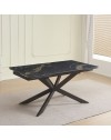 Tavolo allungabile Roxane con piano in ceramica effetto marmo arabesque nero 160x90x76H