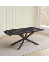 Tavolo allungabile Roxane con piano in ceramica effetto marmo arabesque nero 160x90x76H
