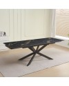 Tavolo allungabile Roxane con piano in ceramica effetto marmo arabesque nero 160x90x76H