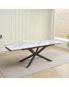 Tavolo allungabile Roxane con piano in ceramica effetto marmo bianco 160x90x76H