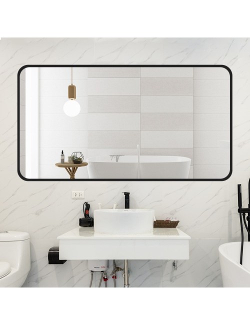 Specchio rettangolare YJ-12070 con cornice in alluminio nero 120x70