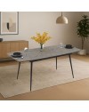Tavolo allungabile Yense colore cemento con gambe nere 145x80x75H