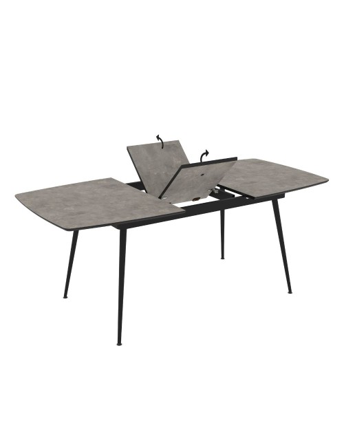 Tavolo Allungabile Yense colore cemento con gambe nere 145x80x75H