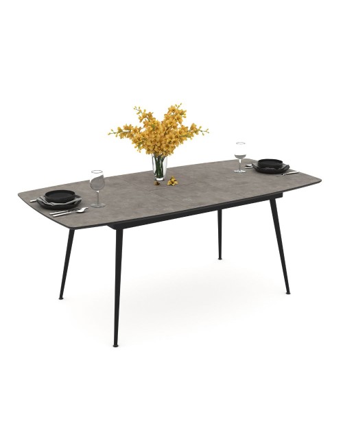 Tavolo Allungabile Yense colore cemento con gambe nere 145x80x75H