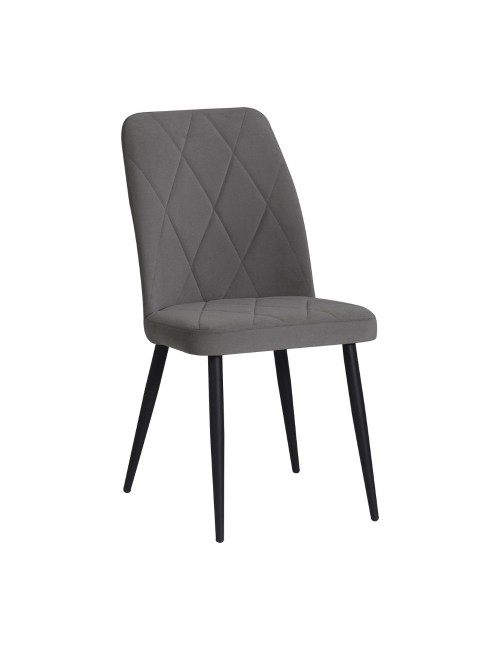 Set 4 Sedie Vika tessuto grigio con trama geometrica e piedi neri - Eleganza e comfort