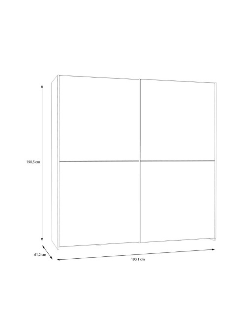 Armadio Elio bianco con 2 ante scorrevoli a specchio 190x61x190.5H