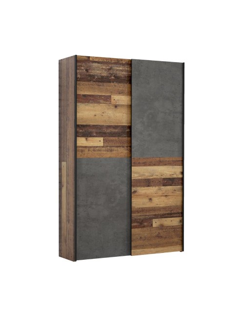 Armadio tuttopiani Zeno 2 ante scorrevoli quercia e grigio cemento 120x42x190.5H