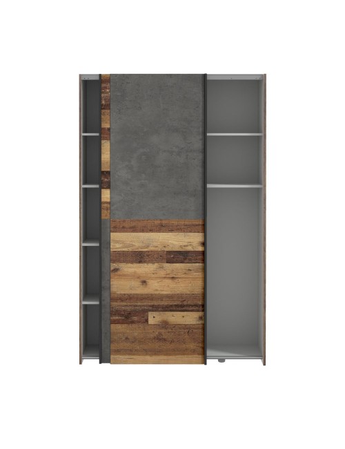 Armadio tuttopiani Zeno 2 ante scorrevoli quercia e grigio cemento 120x42x190.5H