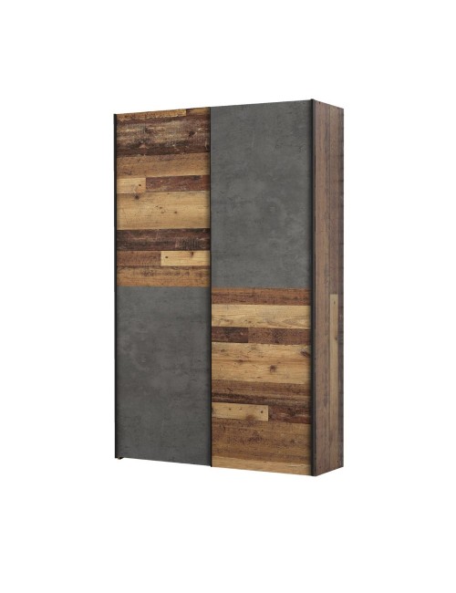 Armadio tuttopiani Zeno 2 ante scorrevoli quercia e grigio cemento 120x42x190.5H