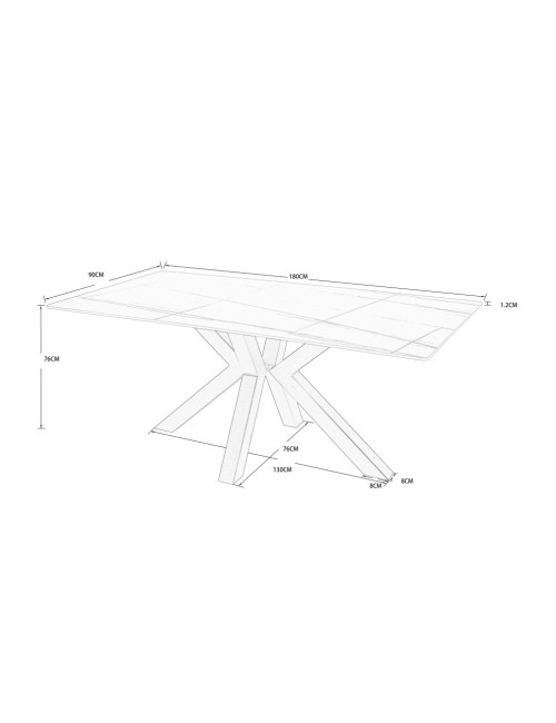 Tavolo Germany piano ceramica effetto marmo grigio opaco 180x90 cm.