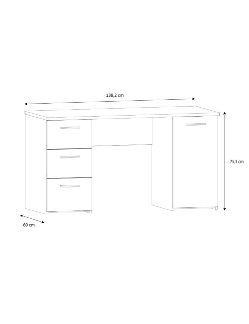 Scrivania Domitilla rovere con 3 cassetti e un’anta 138x60x75