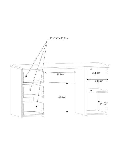 Scrivania Domitilla rovere con 3 cassetti e un’anta 138x60x75