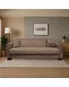 Divano letto Rianna 3 posti con contenitore in tessuto marrone 206x82x85H