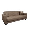 Divano letto Rianna 3 posti con contenitore in tessuto marrone 206x82x85H