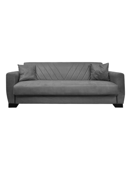 Divano letto Rianna 3 posti con contenitore in tessuto grigio 206x82x85H