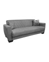 Divano letto Rianna 3 posti con contenitore in tessuto grigio 206x82x85H