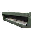 Divano letto Rianna 3 posti con contenitore in tessuto verde 206x82x85H