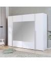 Armadio Callia con 2 ante scorrevoli e 2 battenti con specchio bianco 270x61x210