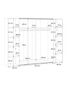 Armadio Callia con 2 ante scorrevoli e 2 battenti con specchio bianco 270x61x210