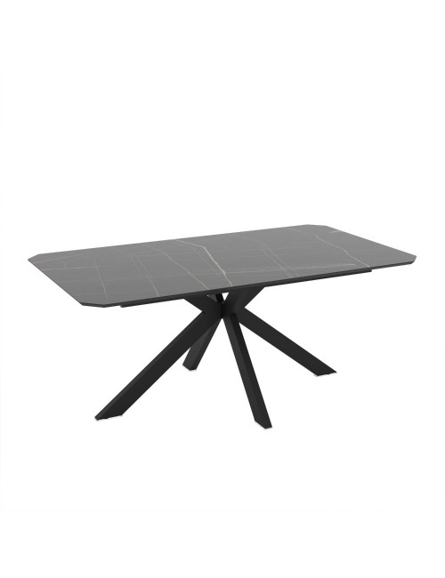Tavolo rettangolare fisso Opera effetto marmo nero gold lucido 180x100x76H