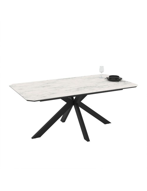 Tavolo rettangolare fisso Opera effetto marmo bianco opaco 180x100x76H