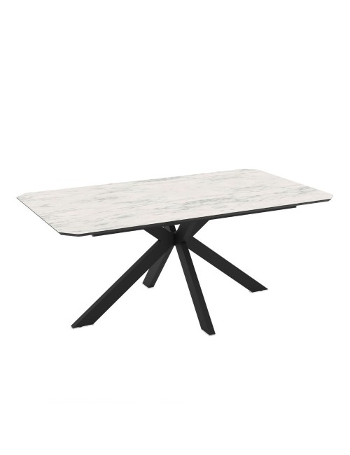 Tavolo rettangolare fisso Opera effetto marmo bianco opaco 180x100x76H