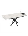 Tavolo allungabile Katrin con piano marmo bianco e gambe a stelo incrociate nere 138/178x90x76H