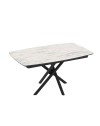 Tavolo allungabile Katrin con piano marmo bianco e gambe a stelo incrociate nere 138/178x90x76H