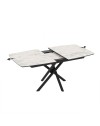 Tavolo allungabile Katrin con piano marmo bianco e gambe a stelo incrociate nere 138/178x90x76H