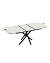 Tavolo allungabile Katrin con piano marmo bianco e gambe a stelo incrociate nere 138/178x90x76H