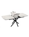 Tavolo allungabile Katrin con piano marmo bianco e gambe a stelo incrociate nere 138/178x90x76H
