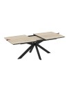 Tavolo allungabile Verano piano effetto marmo travertino beige e base nera 180/240x100x76H