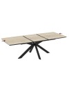 Tavolo allungabile Verano piano effetto marmo travertino beige e base nera 180/240x100x76H