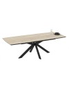 Tavolo allungabile Verano piano effetto marmo travertino beige e base nera 180/240x100x76H