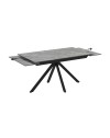 Tavolo allungabile Perla in ceramica effetto marmo grigio e gambe in metallo nero 140/200x80x76H