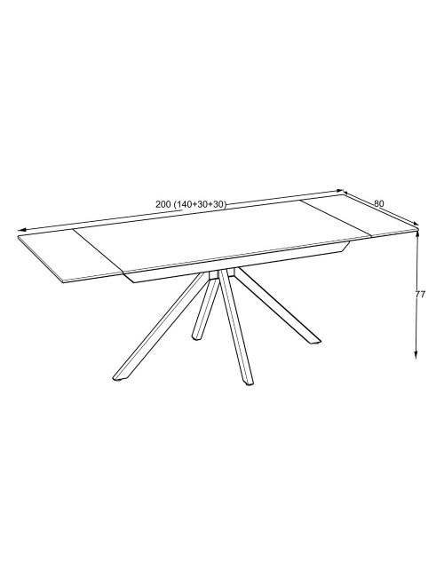 Tavolo allungabile Perla in ceramica effetto marmo grigio e gambe in metallo nero 140/200x80x76H
