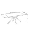 Tavolo allungabile Perla in ceramica effetto marmo grigio e gambe in metallo nero 140/200x80x76H