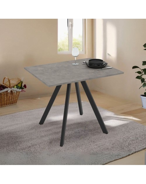 Tavolo rettangolare Fisso grigio cemento Lucas: Eleganza e Stile 90x70x75H