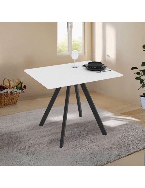 Tavolo rettangolare Fisso bianco frassinato Lucas: Eleganza e Stile 90x70x75H