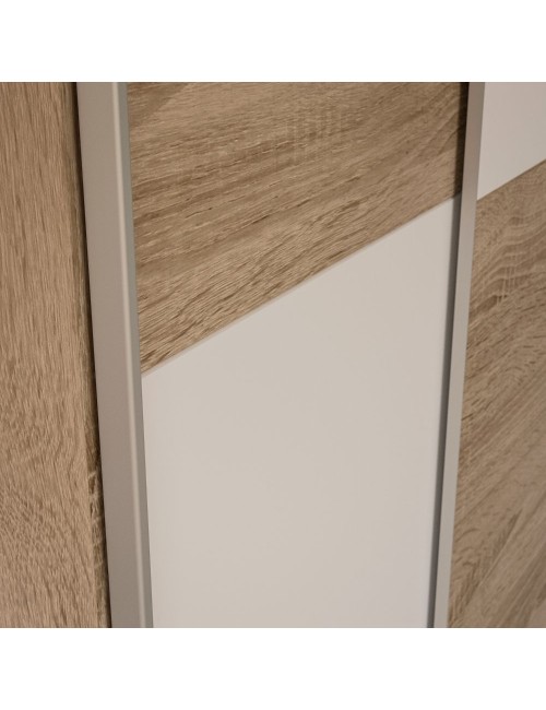 Armadio tuttopiani Zeno 2 ante scorrevoli rovere e bianco 120x42x190.5H