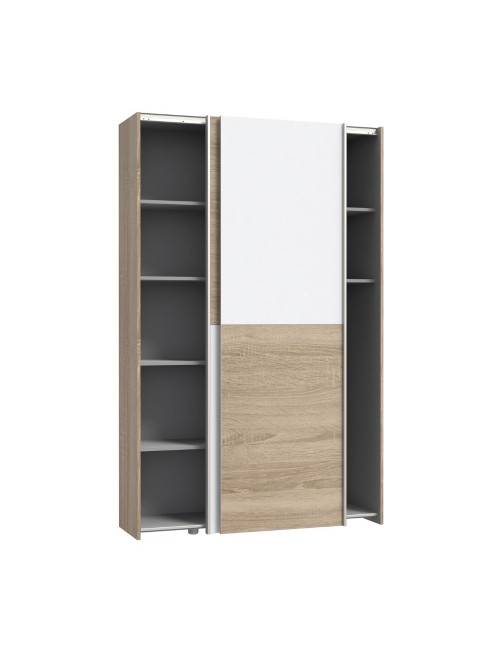 Armadio tuttopiani Zeno 2 ante scorrevoli rovere e bianco 120x42x190.5H