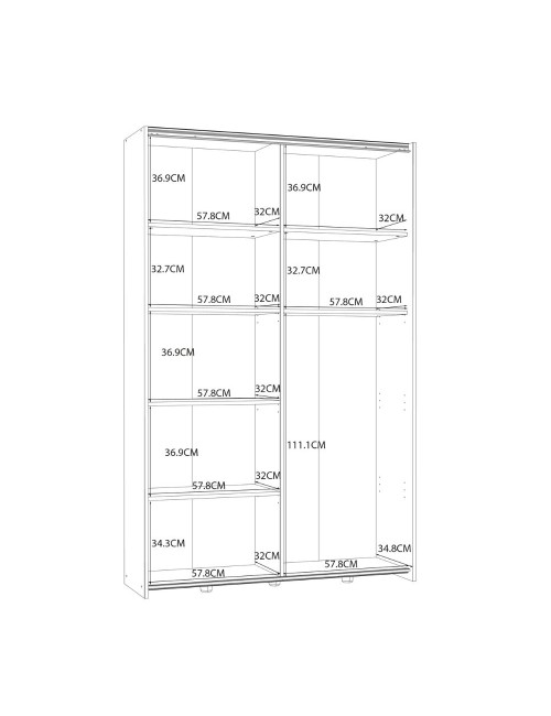 Armadio tuttopiani Zeno 2 ante scorrevoli rovere e bianco 120x42x190.5H