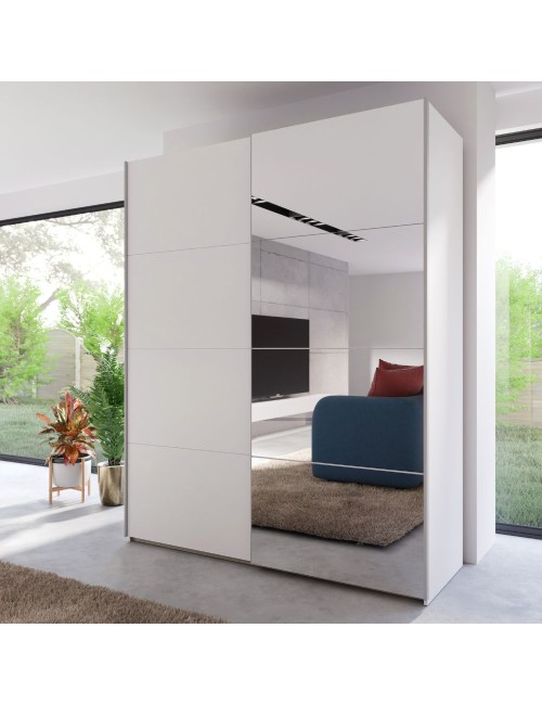 Armadio Elio 2 ante scorrevoli bianco con anta a specchio 170x61x210.5H