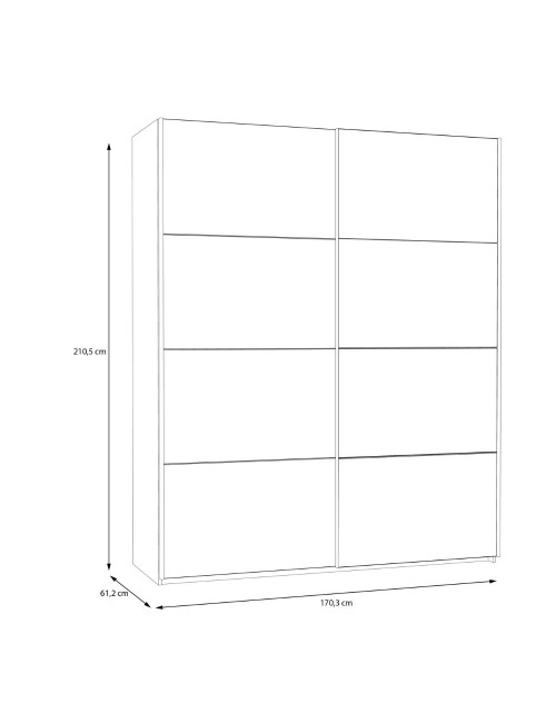 Armadio Elio 2 ante scorrevoli bianco con anta a specchio 170x61x210.5H
