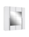 Armadio Callia con 2 ante scorrevoli e 2 battenti con specchio bianco 200x61x210